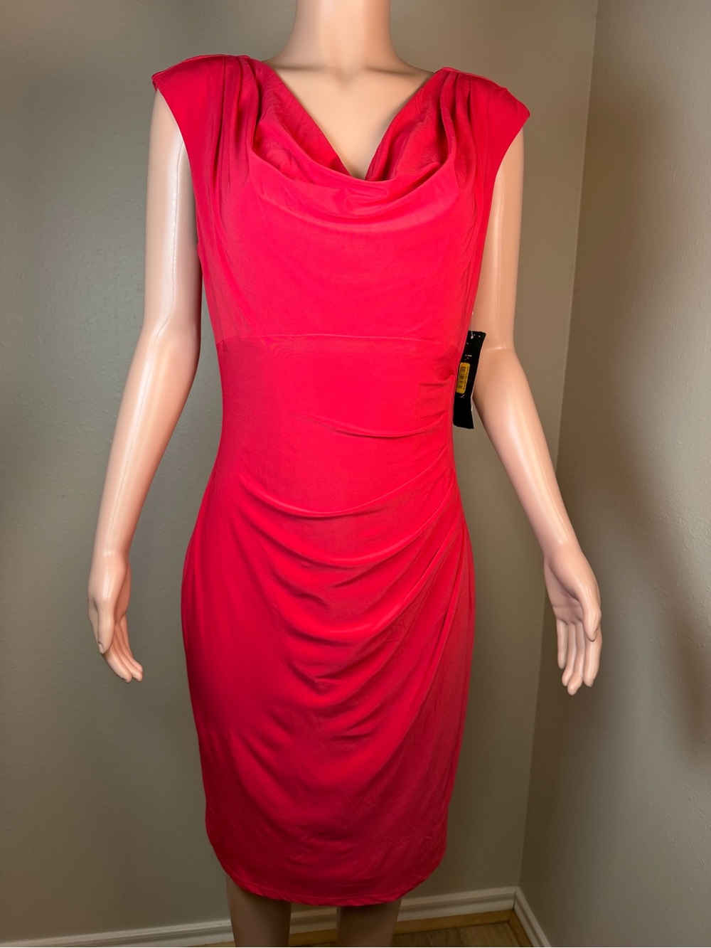 Ralph Lauren Fuchsia Cowl-Neck Cap-Sleeve Sheath Dress